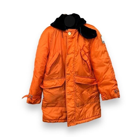 Vintage US Naugalite Blaze Orange Sno Fo Long Winter Coat Size 40 - Picture 1 of 15
